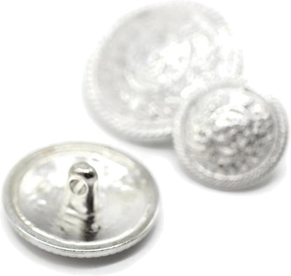 Silver Metal Shank Buttons - 12 Pcs - 3 Size Options - Floral Crown Kingdom Round Metal Shank Buttons for Men Women Blazer Coat Uniform Shirt Suit and Jacket Sewing Craft DIY N6101