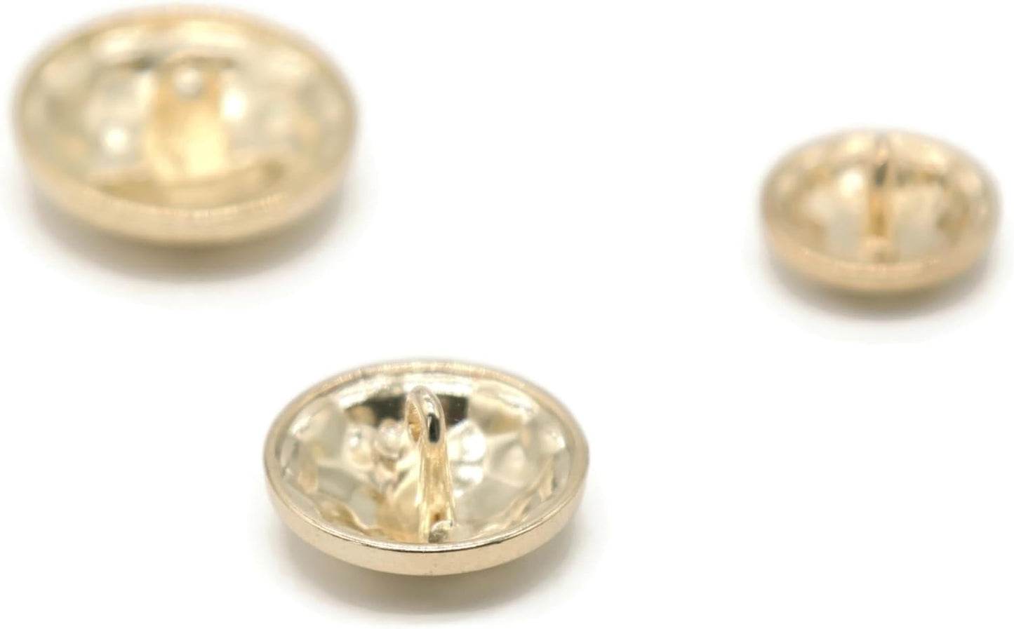 Wrinkle Gold Metal Shank Buttons - 12 Pcs - 3 Size Options - Luxury Beaten Round Wave Metal Shank Buttons for Men Women Blazer Coat Uniform Shirt Suit and Jacket Sewing Craft DIY N15502