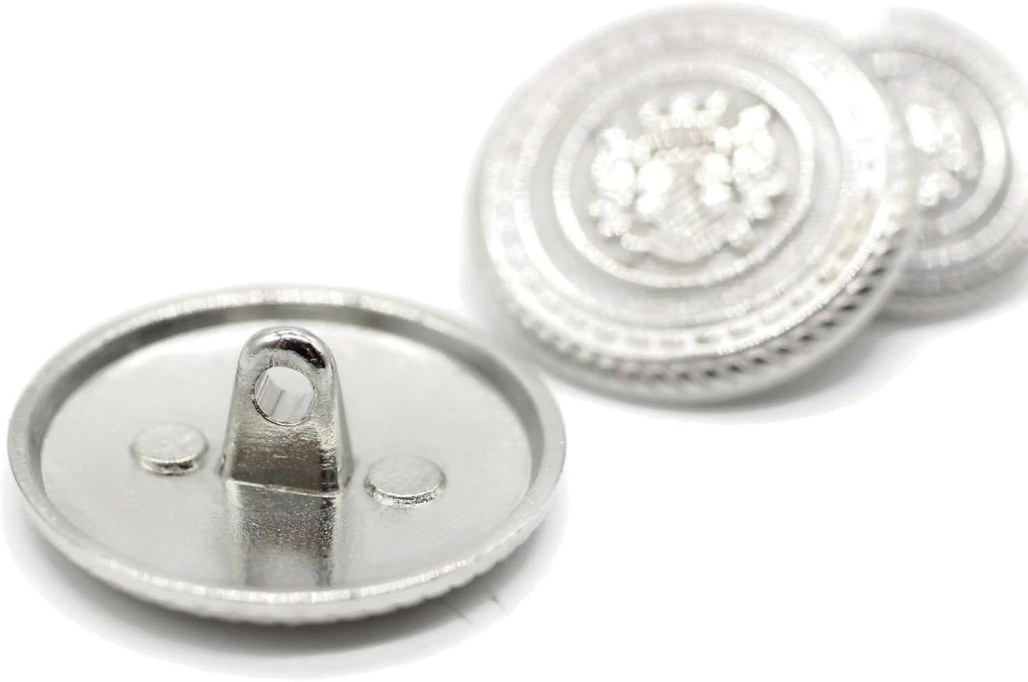 Silver Metal Shank Buttons - 12 Pcs - 3 Size Options - Twin Lion Kingdom Round Metal Shank Buttons for Men Women Blazer Coat Uniform Shirt Suit and Jacket Sewing Craft DIY N5901