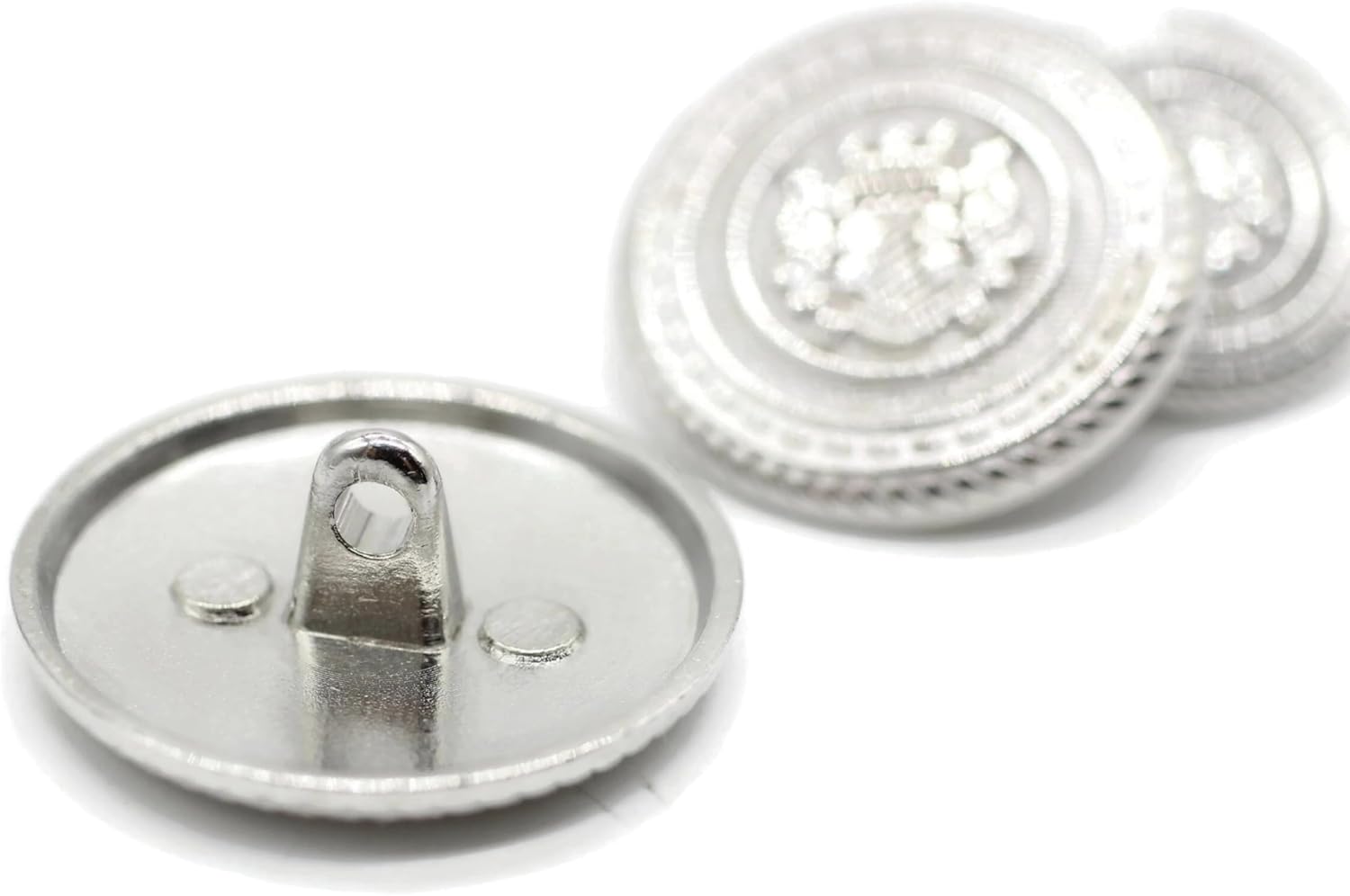 Silver Metal Shank Buttons - 12 Pcs - 3 Size Options - Twin Lion Kingdom Round Metal Shank Buttons for Men Women Blazer Coat Uniform Shirt Suit and Jacket Sewing Craft DIY N5901