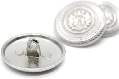 Silver Metal Shank Buttons - 12 Pcs - 3 Size Options - Twin Lion Kingdom Round Metal Shank Buttons for Men Women Blazer Coat Uniform Shirt Suit and Jacket Sewing Craft DIY N5901