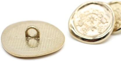 Gold Metal Shank Buttons - 12 Pcs - 3 Size Options - Antique Kingdom Round Metal Shank Buttons for Men Women Blazer Coat Uniform Shirt Suit and Jacket Sewing Craft DIY N2503