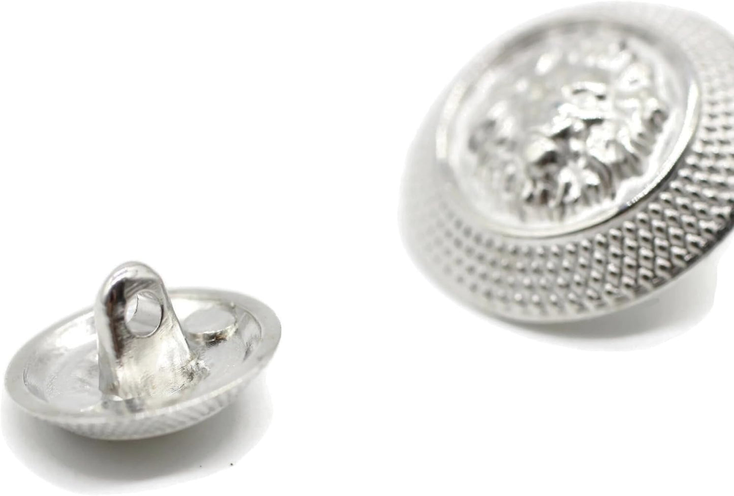 Silver Metal Shank Buttons - 12 Pcs - 2 Size Options - Luxury Lion Round Wave Metal Shank Buttons for Men Women Blazer Coat Uniform Shirt Suit and Jacket Sewing Craft DIY N9201