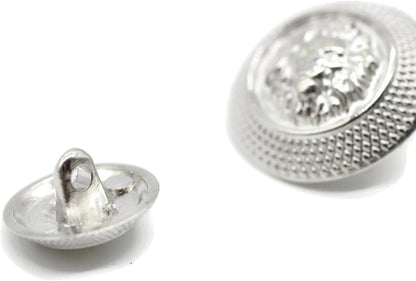 Silver Metal Shank Buttons - 12 Pcs - 2 Size Options - Luxury Lion Round Wave Metal Shank Buttons for Men Women Blazer Coat Uniform Shirt Suit and Jacket Sewing Craft DIY N9201