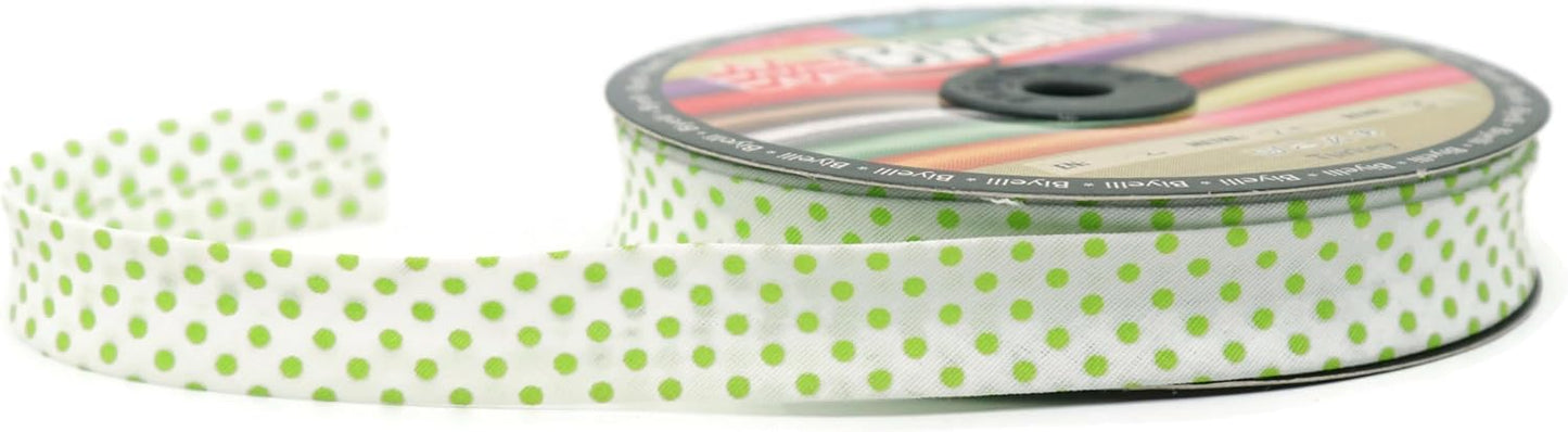 Cotton Fold Bias Binding Tape - 3/4 Inches (20mm) Wide - 27 Yards - Polka Dots Single Fold Cotton Fold Bias Binding Tape for Sewing Clothing DIY Green B5