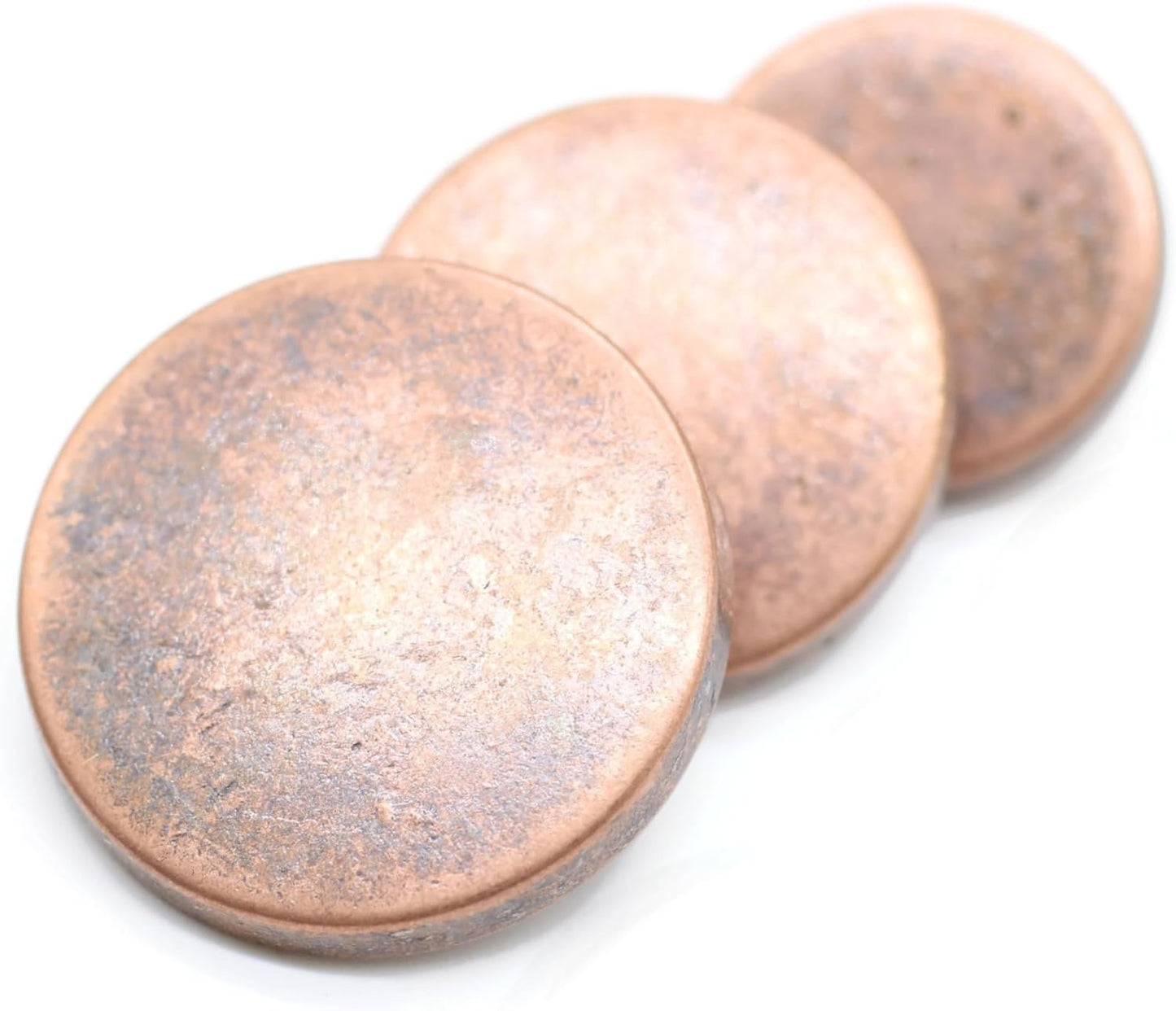 Flat Antique Copper Metal Shank Buttons - 12 Pcs - 4 Size Options - Luxury Flat Round Wave Metal Shank Buttons for Men Women Blazer Coat Uniform Shirt Suit and Jacket Sewing Craft DIY N22804