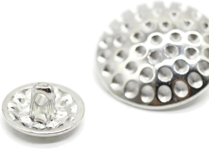 Flat Silver Metal Shank Buttons - 12 Pcs - 2 Size Options - Stone Nest Flat Round Wave Metal Shank Buttons for Men Women Blazer Coat Uniform Shirt Suit and Jacket Sewing Craft DIY N9101