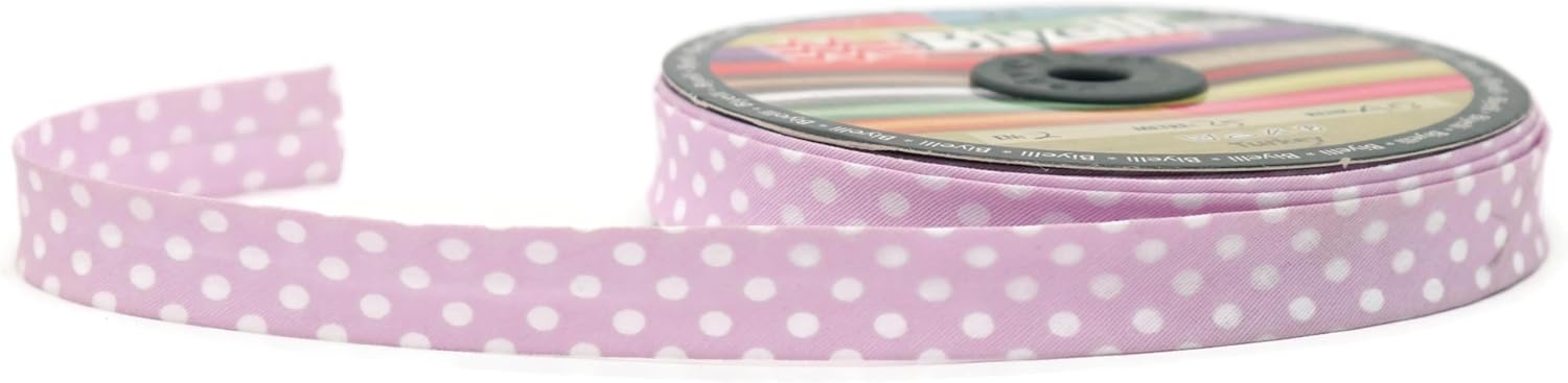 Cotton Fold Bias Binding Tape - 3/4 Inches (20mm) Wide - 27 Yards - Polka Dots Single Fold Cotton Fold Bias Binding Tape for Sewing Clothing DIY Pink A13