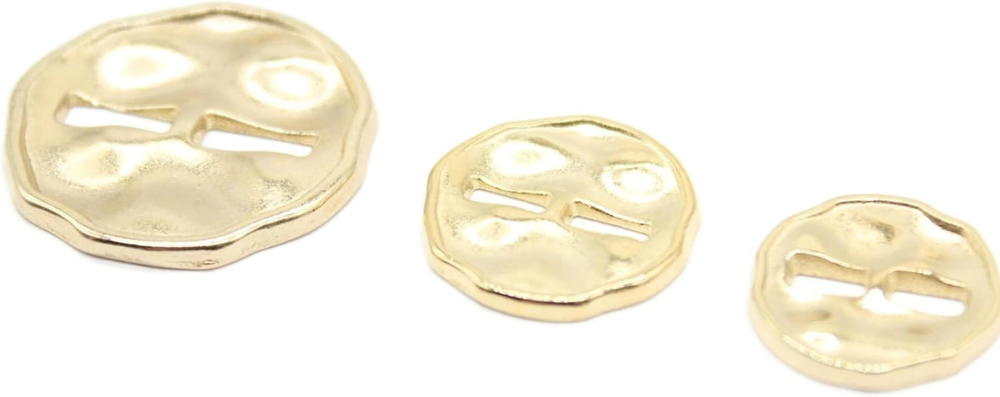 Gold Metal Buttons - 12 Pcs - 3 Size Options - Luxury Wrinkle Round Metal Hole Buttons for Men Women Blazer Coat Uniform Shirt Suit and Jacket Sewing Craft DIY N3802