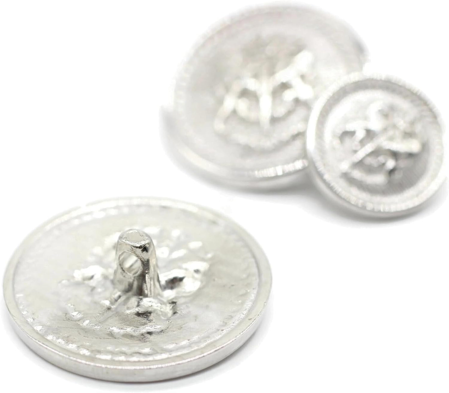 Twin Lion Silver Metal Shank Buttons - 12 Pcs - 3 Size Options - Luxury Twin Lion Crown Kingdom Metal Shank Buttons for Men Women Blazer Coat Uniform Shirt Suit and Jacket Sewing Craft DIY N6601