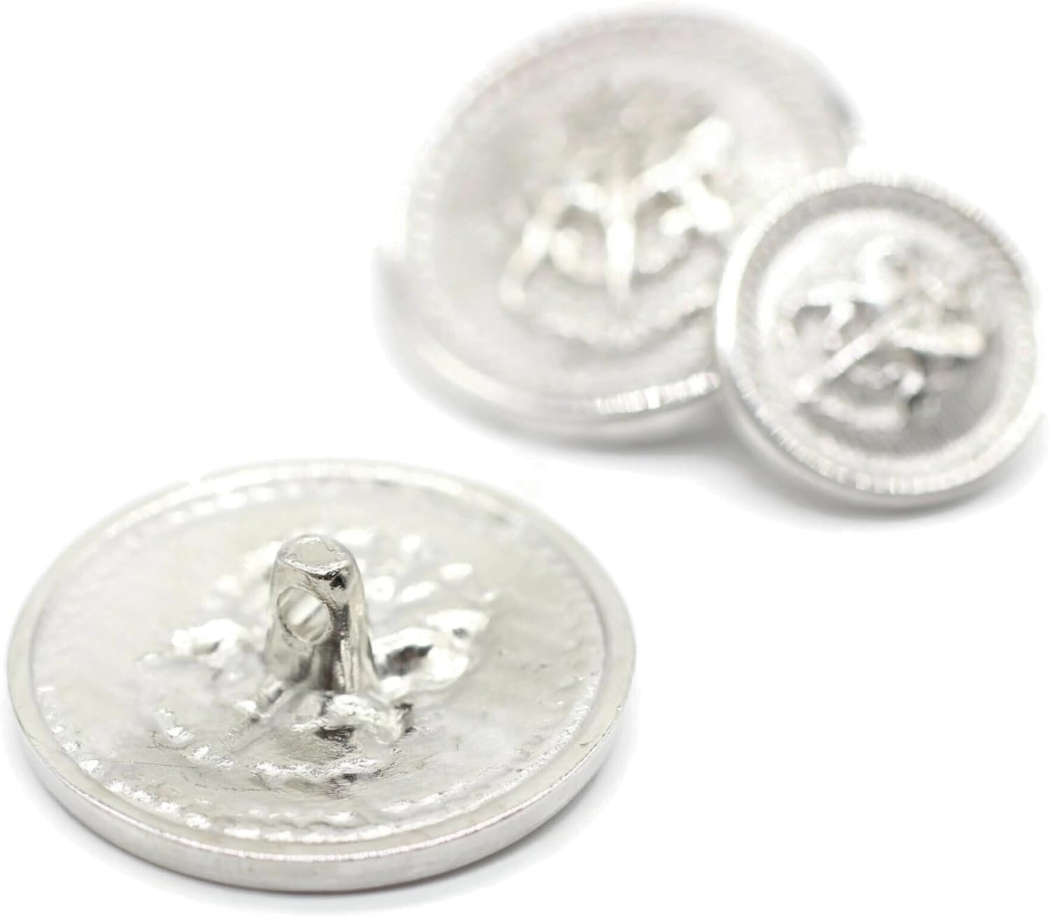 Twin Lion Silver Metal Shank Buttons - 12 Pcs - 3 Size Options - Luxury Twin Lion Crown Kingdom Metal Shank Buttons for Men Women Blazer Coat Uniform Shirt Suit and Jacket Sewing Craft DIY N6601