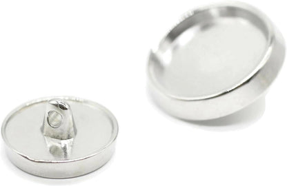 Flat Silver Metal Shank Buttons - 12 Pcs - 2 Size Options - Luxury Flat Round Wave Metal Shank Buttons for Men Women Blazer Coat Uniform Shirt Suit and Jacket Sewing Craft DIY N9001