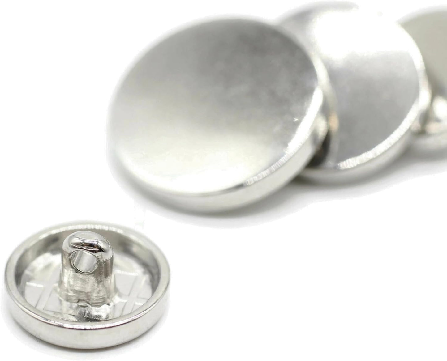 Flat Silver Metal Shank Buttons - 12 Pcs - 4 Size Options - Luxury Flat Round Wave Metal Shank Buttons for Men Women Blazer Coat Uniform Shirt Suit and Jacket Sewing Craft DIY N8401