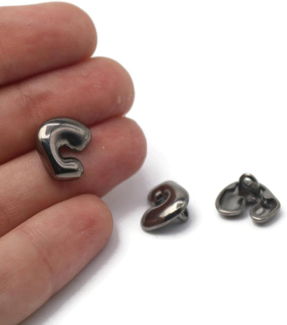 Black Metal Shank Buttons - 12 Pcs - 4 Size Options - Twinkle Oval Irregular Metal Shank Buttons Black for Men Women Blazer Coat Uniform Shirt Suit and Jacket Sewing Craft DIY EM0804