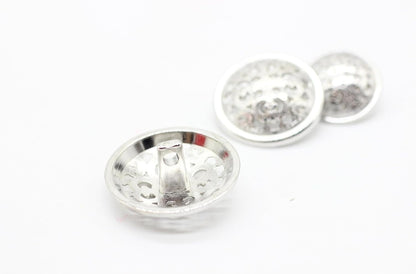 Baroque Silver Metal Shank Buttons - 12 Pcs - 3 Size Options - Luxury Baroque Round Wave Metal Shank Buttons for Men Women Blazer Coat Uniform Shirt Suit and Jacket Sewing Craft DIY BR5232…