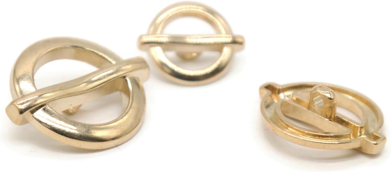 Gold Metal Shank Buttons - 12 Pcs - 3 Size Options - Flat Round Metal Gold Shank Buttons for Men Women Blazer Coat Uniform Shirt Suit and Jacket Sewing Craft DIY N15202