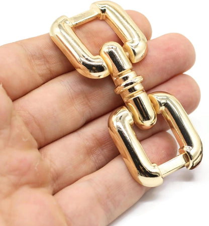 2.8 Inch (71mm) Gold Zinc Alloy Metal Shoe Buckle - 2 Pcs - Vintage, Western Style