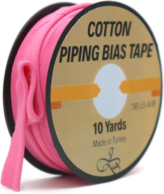Piping Trim Bias Tape with Cord - 10 Yards - 65+ Colors - 1/2 Inch Decorative Sewing Trim for Upholstery Cushions Home Décor Crafting Clothing - Durable Cotton - Hot Pink ID62