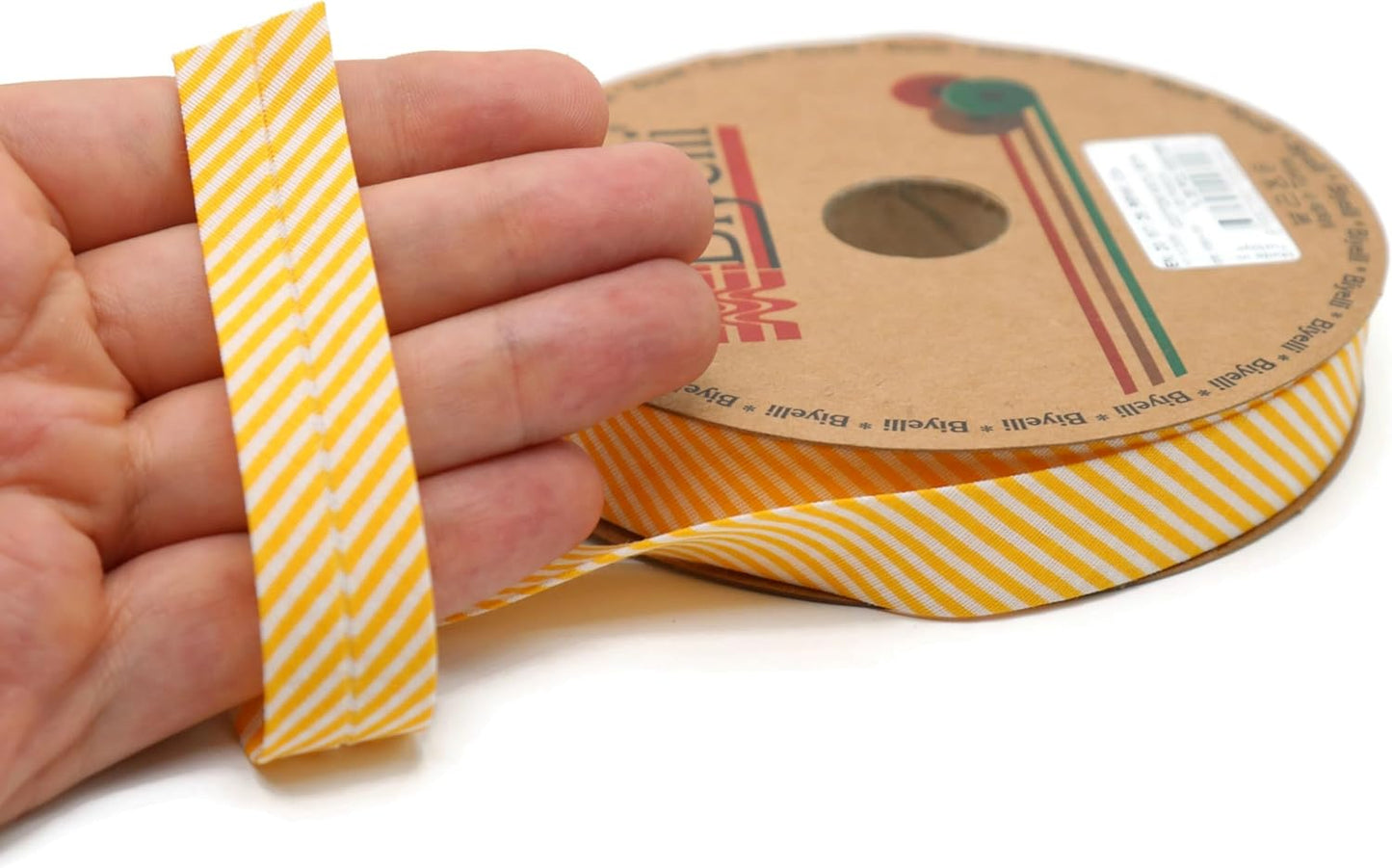 Cotton Fold Bias Binding Tape - 3/4 Inches (20mm) Wide - 27 Yards - Plaid Single Fold Cotton Fold Bias Binding Tape for Sewing Clothing DIY Yellow C4