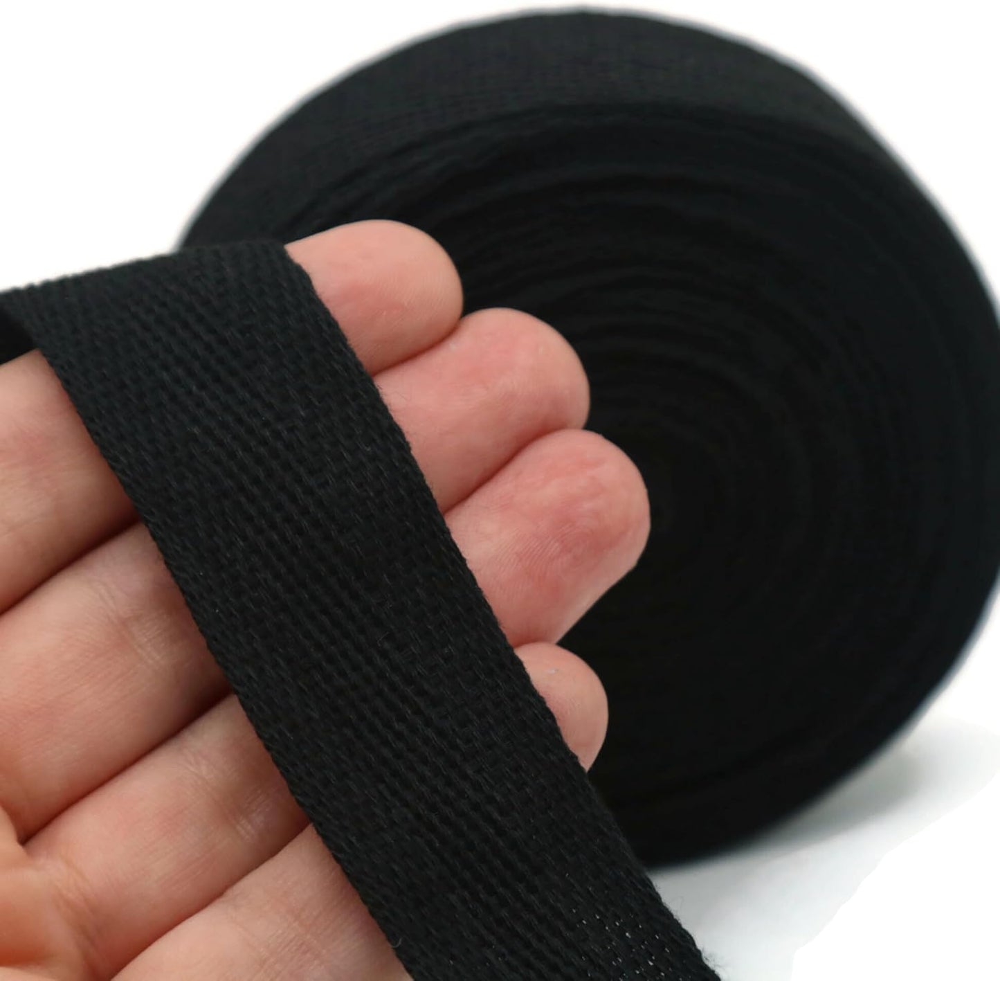 Cotton Twill Tape 1" & 1.5'' & 2" - 10 Yards - 50+ Colors -%100 Natural Cotton 1 Inch 1.5 Inch 2 Inch Herringbone Bias Binding Cotton Twill Tape Trim for Sewing Wrapping Craft DIY Black 10512