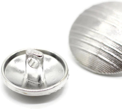 Flat Silver Metal Shank Buttons - 12 Pcs - 2 Size Options - Luxury Striped Round Wave Metal Shank Buttons for Men Women Blazer Coat Uniform Shirt Suit and Jacket Sewing Craft DIY N9801