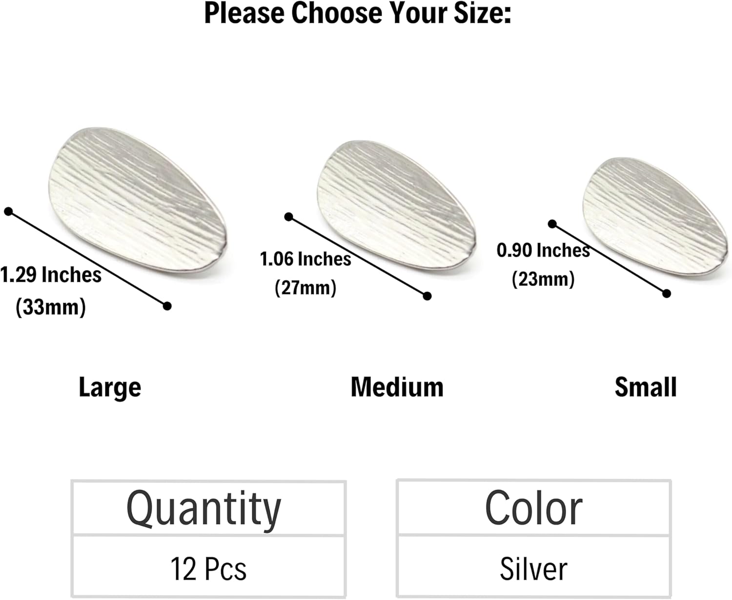 Silver Metal Shank Buttons - 12 Pcs - 3 Size Options - Wooden Look Metal Shank Buttons for Men Women Blazer Coat Uniform Shirt Suit and Jacket Sewing Craft DIY N3002