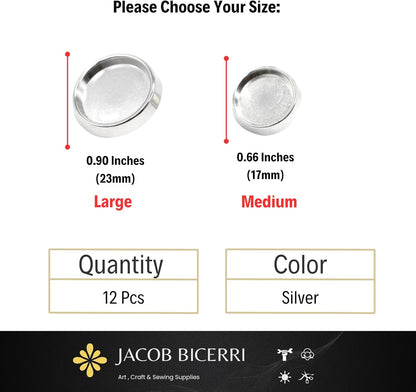 Silver Metal Shank Buttons - 12 Pcs - 2 Size Options - Luxury Flat Round Wave Metal Shank Buttons for Men Women Blazer Coat Uniform Shirt Suit and Jacket Sewing Craft DIY N9002