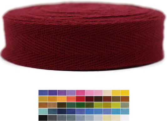 1" & 1.18" & 1.5'' & 2" Cotton Twill Tape - 10 Yards - 50+ Colors -%100 Natural Cotton 1 Inch 1.5 Inch 2 Inch Herringbone Bias Binding Cotton Tape Trim for Sewing Wrapping Craft DIY 10182 (Burgundy)…
