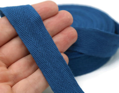 Cotton Twill Tape 1" & 1.5'' & 2" - 10 Yards - 50+ Colors -%100 Natural Cotton 1 Inch 1.5 Inch 2 Inch Herringbone Bias Binding Cotton Twill Tape Trim for Sewing Wrapping Craft DIY Navy Blue 10422