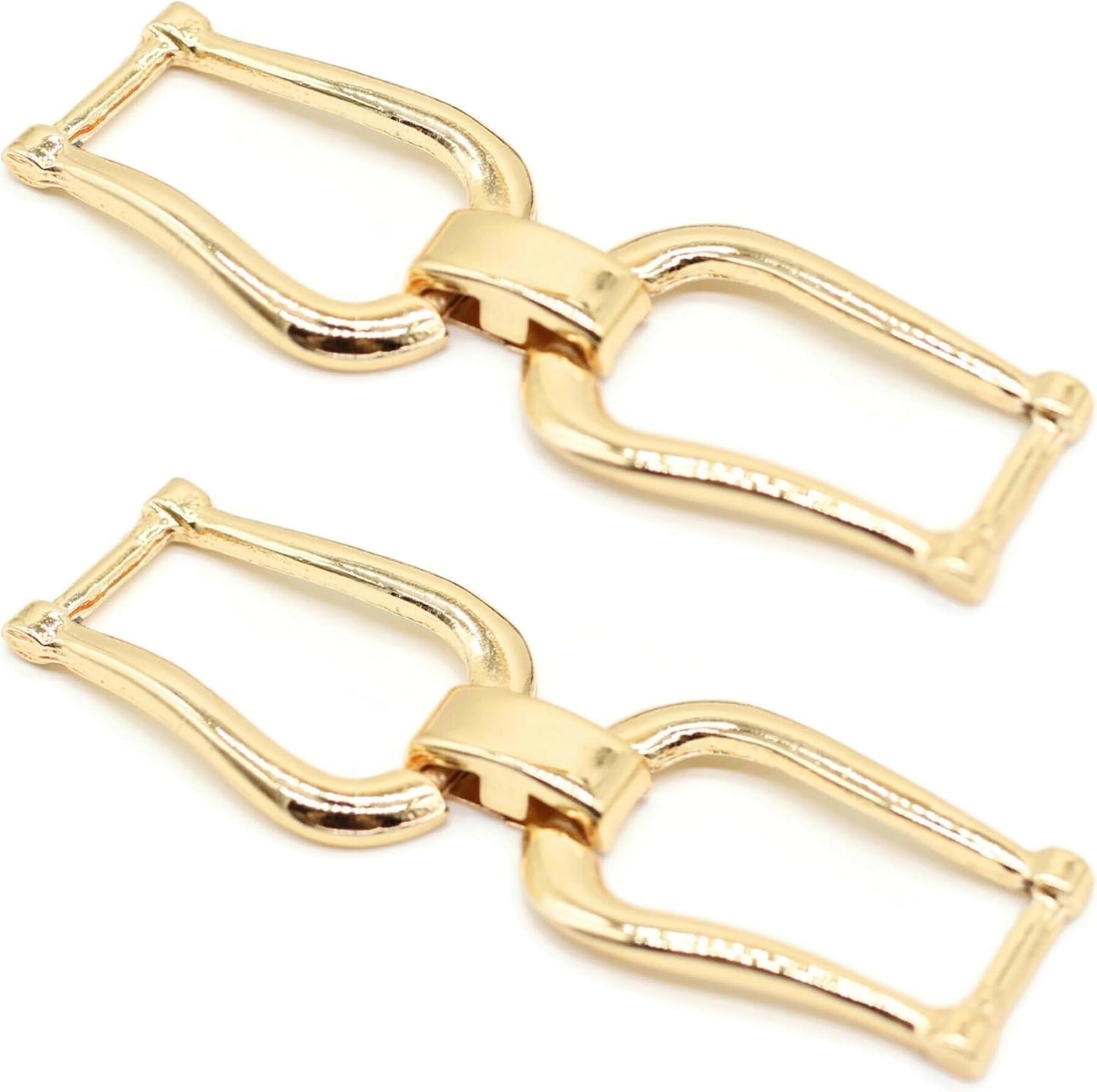 Shoe Buckle - 2.8 Inch (73mm) - 2 Pcs - Gold Metal Shoe Buckle Shoelace Clips Metal Hinged Equestrian Buckles For Craft & Sewing Project BG1102