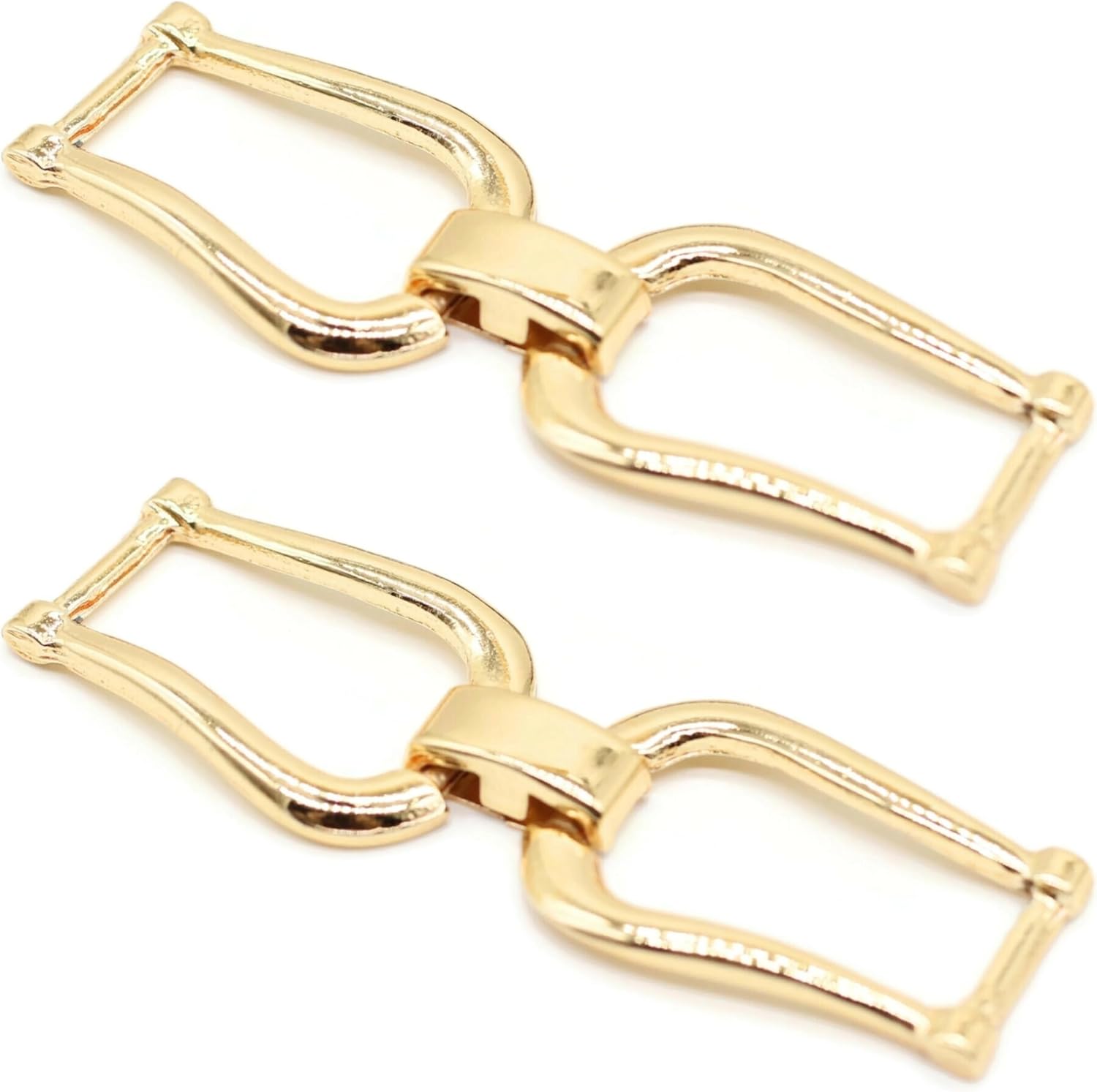 Shoe Buckle - 2.8 Inch (73mm) - 2 Pcs - Gold Metal Shoe Buckle Shoelace Clips Metal Hinged Equestrian Buckles For Craft & Sewing Project BG1102
