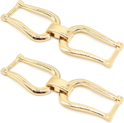 Shoe Buckle - 2.8 Inch (73mm) - 2 Pcs - Gold Metal Shoe Buckle Shoelace Clips Metal Hinged Equestrian Buckles For Craft & Sewing Project BG1102