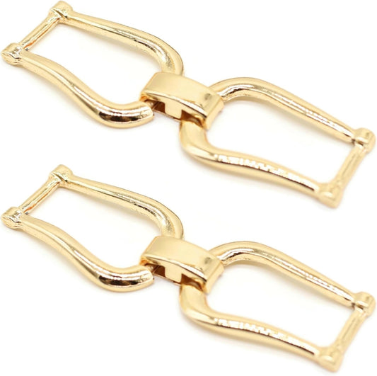 Shoe Buckle - 2.8 Inch (73mm) - 2 Pcs - Gold Metal Shoe Buckle Shoelace Clips Metal Hinged Equestrian Buckles For Craft & Sewing Project BG1102