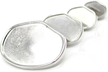 Flat Silver Metal Shank Buttons - 12 Pcs - 4 Size Options - Luxury Flat Round Wave Metal Shank Buttons for Men Women Blazer Coat Uniform Shirt Suit and Jacket Sewing Craft DIY N8601