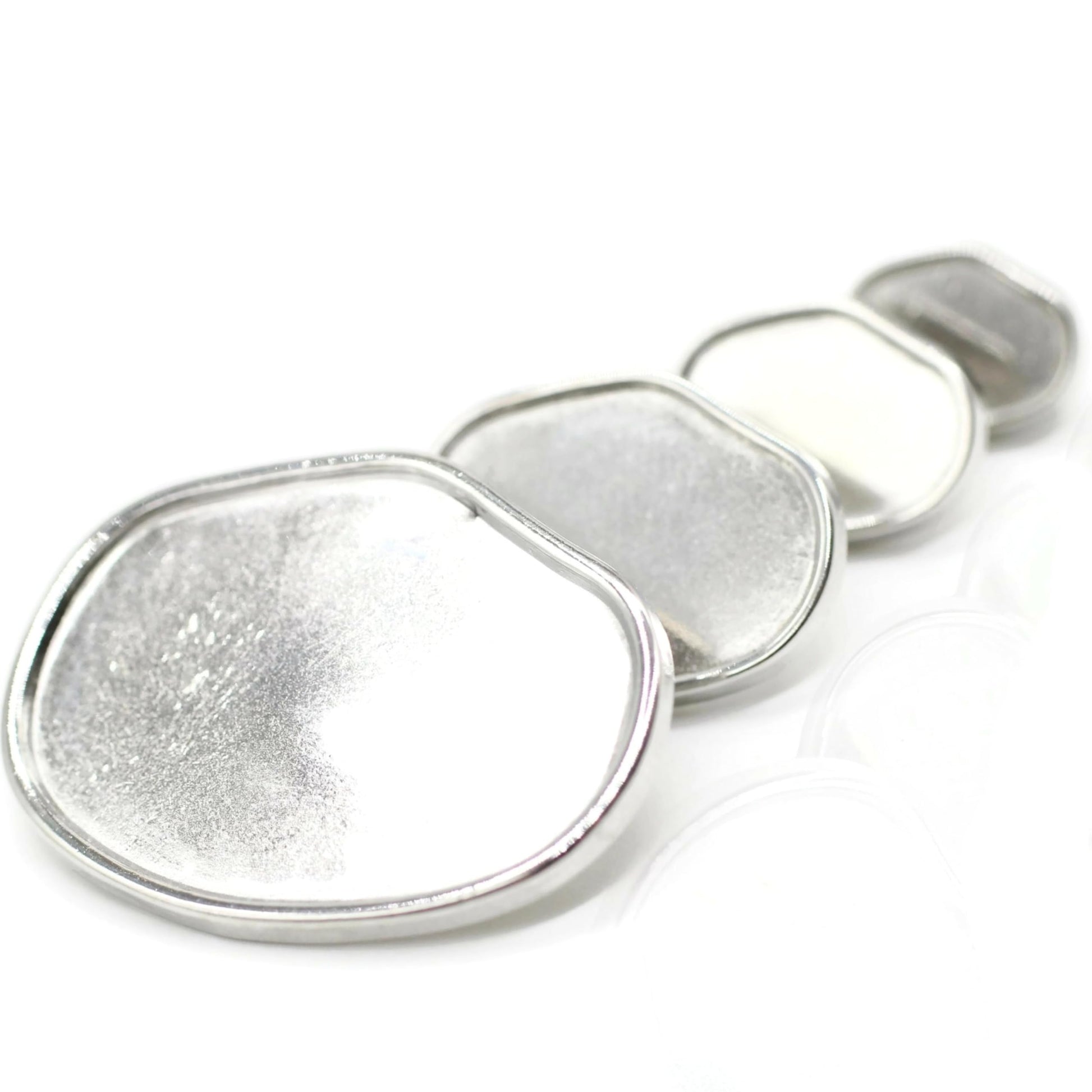 Flat Silver Metal Shank Buttons - 12 Pcs - 4 Size Options - Luxury Flat Round Wave Metal Shank Buttons for Men Women Blazer Coat Uniform Shirt Suit and Jacket Sewing Craft DIY N8601