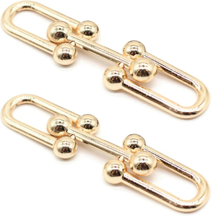 Metal Shoe Buckle - 3.1 Inch (80mm) - 2 Pcs - Gold Metal Shoe Buckle Shoelace Clips Metal Hinged Equestrian Buckles For Craft & Sewing Project BG1602