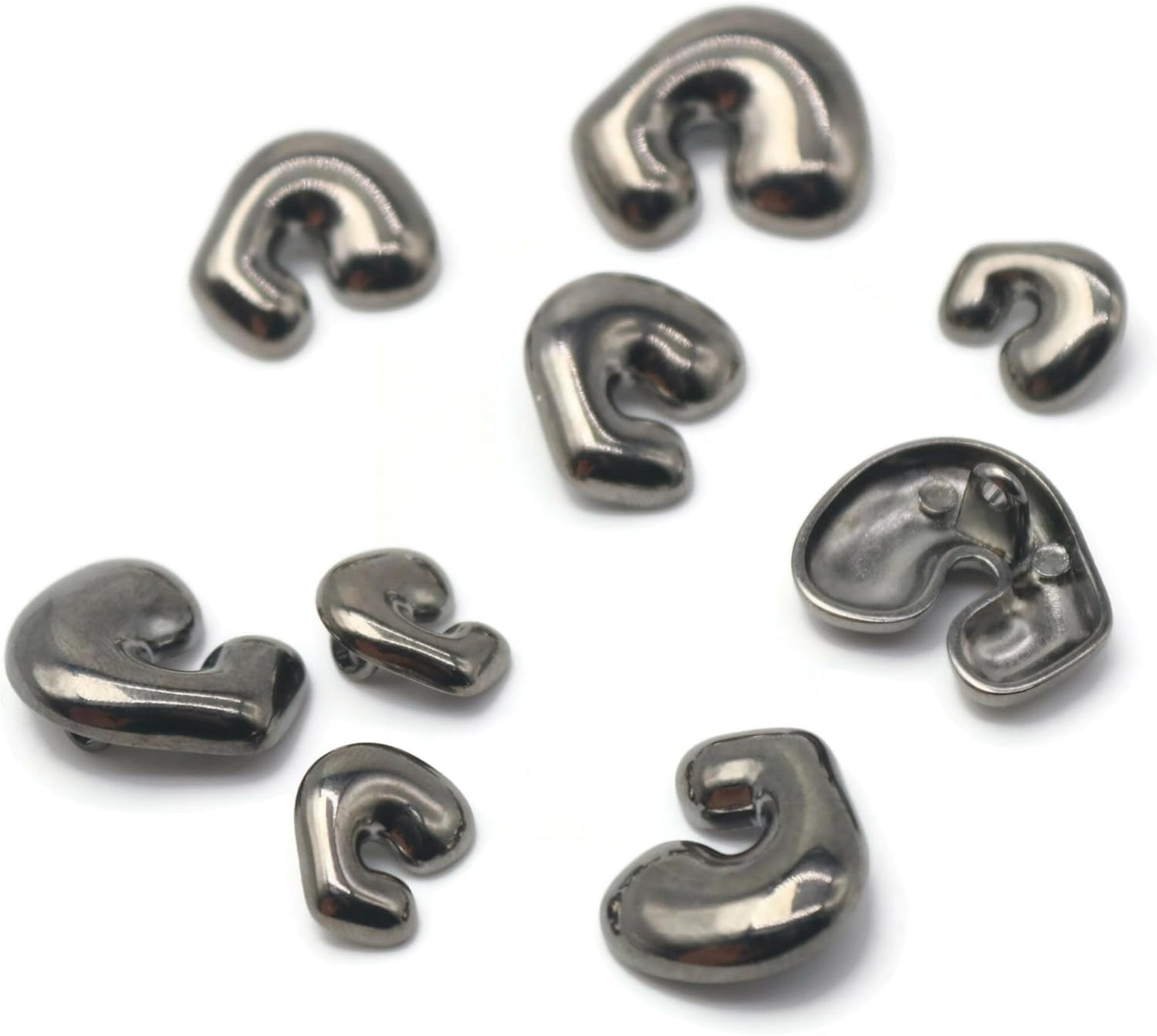 Black Metal Shank Buttons - 12 Pcs - 4 Size Options - Twinkle Oval Irregular Metal Shank Buttons Black for Men Women Blazer Coat Uniform Shirt Suit and Jacket Sewing Craft DIY EM0804