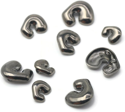 Black Metal Shank Buttons - 12 Pcs - 4 Size Options - Twinkle Oval Irregular Metal Shank Buttons Black for Men Women Blazer Coat Uniform Shirt Suit and Jacket Sewing Craft DIY EM0804