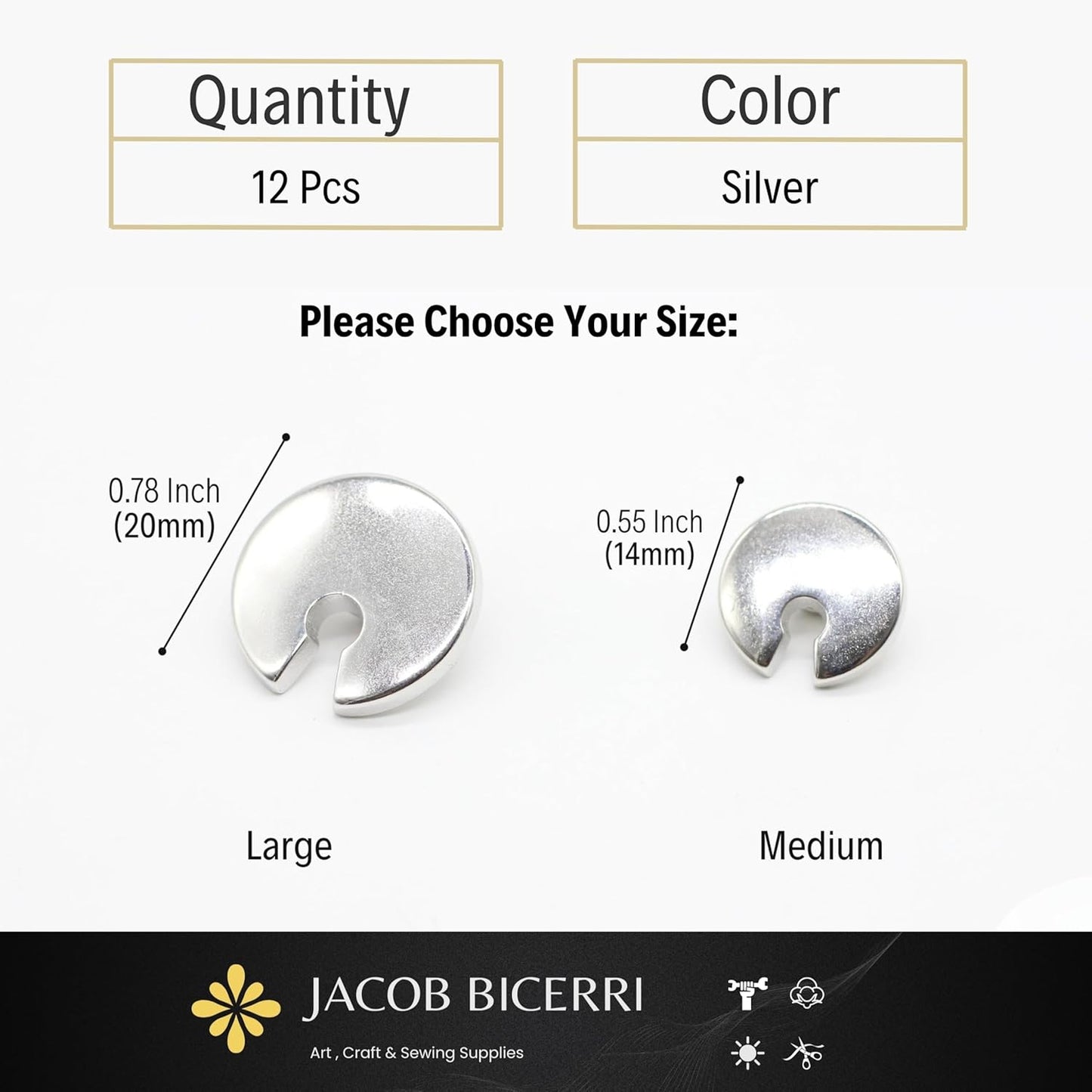 Silver Metal Shank Buttons - 12 Pcs - 2 Size Options - Luxury Flat Round Wave Metal Shank Buttons for Men Women Blazer Coat Uniform Shirt Suit and Jacket Sewing Craft DIY N9402