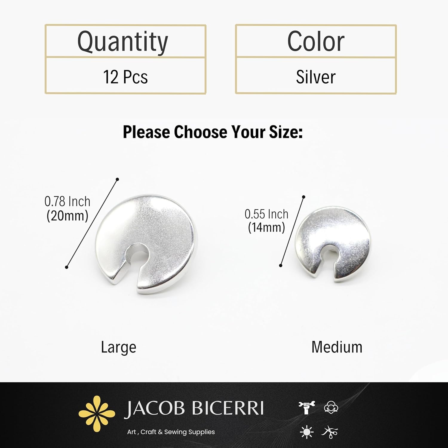 Silver Metal Shank Buttons - 12 Pcs - 2 Size Options - Luxury Flat Round Wave Metal Shank Buttons for Men Women Blazer Coat Uniform Shirt Suit and Jacket Sewing Craft DIY N9402