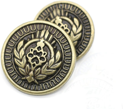 Bronze Metal Shank Buttons - 12 Pcs - 3 Size Options - Luxury Floral Rome Round Wave Metal Shank Buttons for Men Women Blazer Coat Uniform Shirt Suit and Jacket Sewing Craft DIY N18603