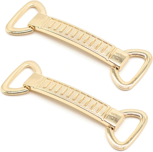 Metal Shoe Buckle - 2.8 Inch (72mm) - 2 Pcs - Gold Metal Shoe Buckle Shoelace Clips Metal Hinged Equestrian Buckles For Craft & Sewing Project BG2202