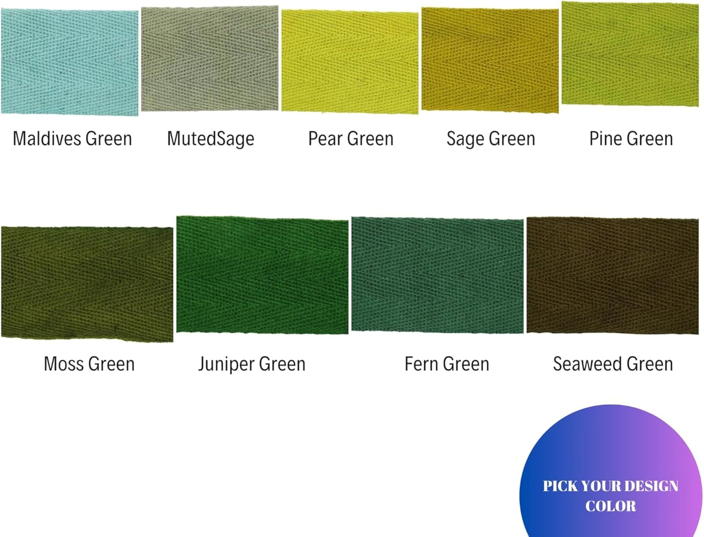 2" & 1.5" & 1.18'' & 1" Cotton Twill Tape - 10 Yards - 50+ Colors -%100 Natural Cotton 1 Inch 1.5 Inch 2 Inch Herringbone Bias Binding Cotton Tape Trim for Sewing Wrapping Craft DIY 10294 (PearGreen)…