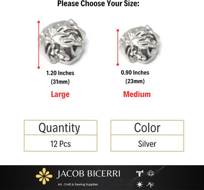 Silver Metal Shank Buttons - 12 Pcs - 2 Size Options - Wrinkle Irregular Metal Shank Buttons or Men Women Blazer Coat Uniform Shirt Suit and Jacket Sewing Craft DIY EM0202