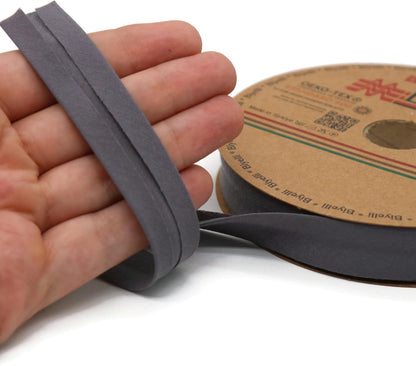 Cotton Fold Bias Tape - 3/4 Inches (20mm) Wide - 27 Yards - 65+ Colors - Single Fold Cotton Fold Bias Binding Tape for Sewing Clothing DIY (23. Steel Gray) D23