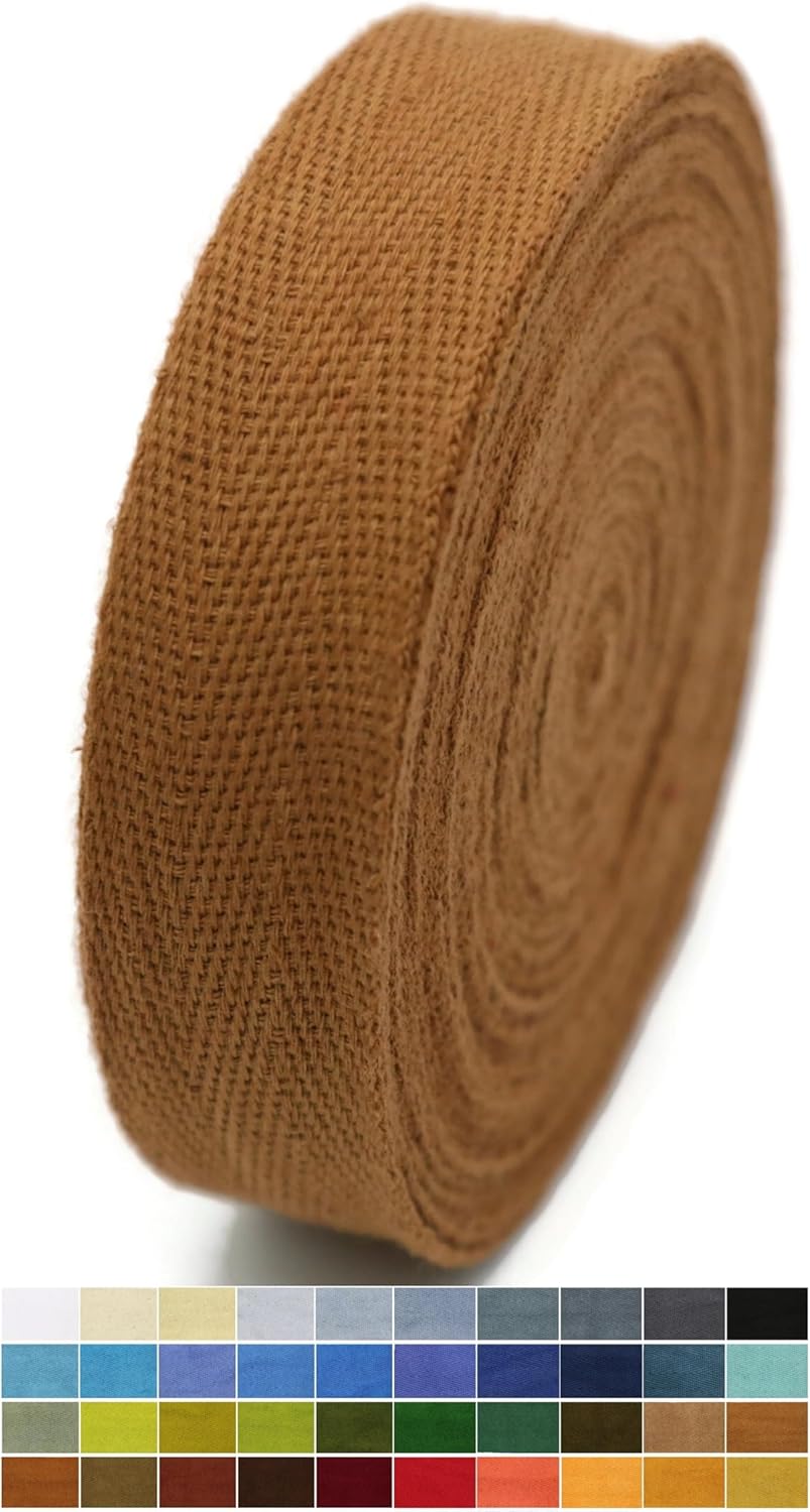 1" & 1.18" & 1.5'' & 2" Cotton Twill Tape - 10 Yards - 50+ Colors -%100 Natural Cotton 1 Inch 1.5 Inch 2 Inch Herringbone Bias Binding Cotton Tape Trim for Sewing Wrapping Craft DIY 10462 (Caramel)…