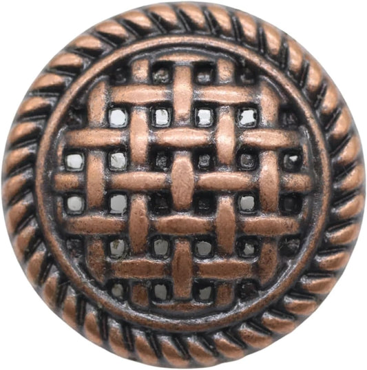 Antique Copper Metal Shank Buttons - 12 Pcs - 3 Size Options - Weave Round Metal Shank Buttons Vintage for Men Women Blazer Coat Uniform Shirt Suit and Jacket Sewing Craft DIY N22202