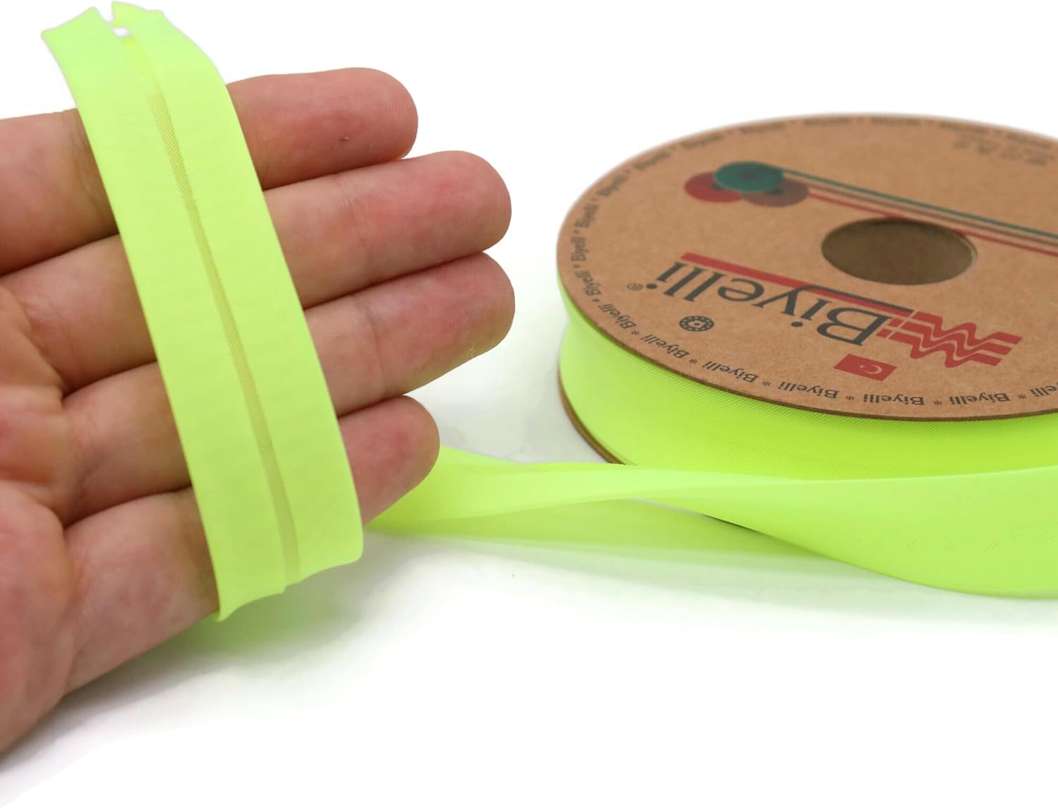 Fold Neon Bias Binding Tape - 99+ Colors - 3/4 Inches Wide - 27 Yards - Fold Neon Binding Bias Ribbon Fabric Piping Bias Binding Tape for Sewing Clothing DIY Yellow D101