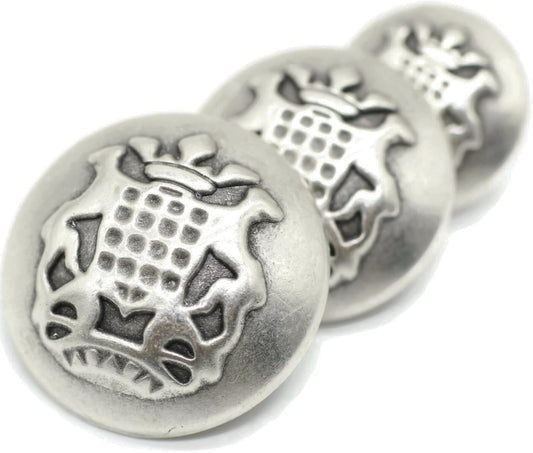 Antique Silver Metal Shank Buttons - 12 Pcs - 3 Size Options - Round Metal Shank Buttons Vintage for Men Women Blazer Coat Uniform Shirt Suit and Jacket Sewing Craft DIY N11803