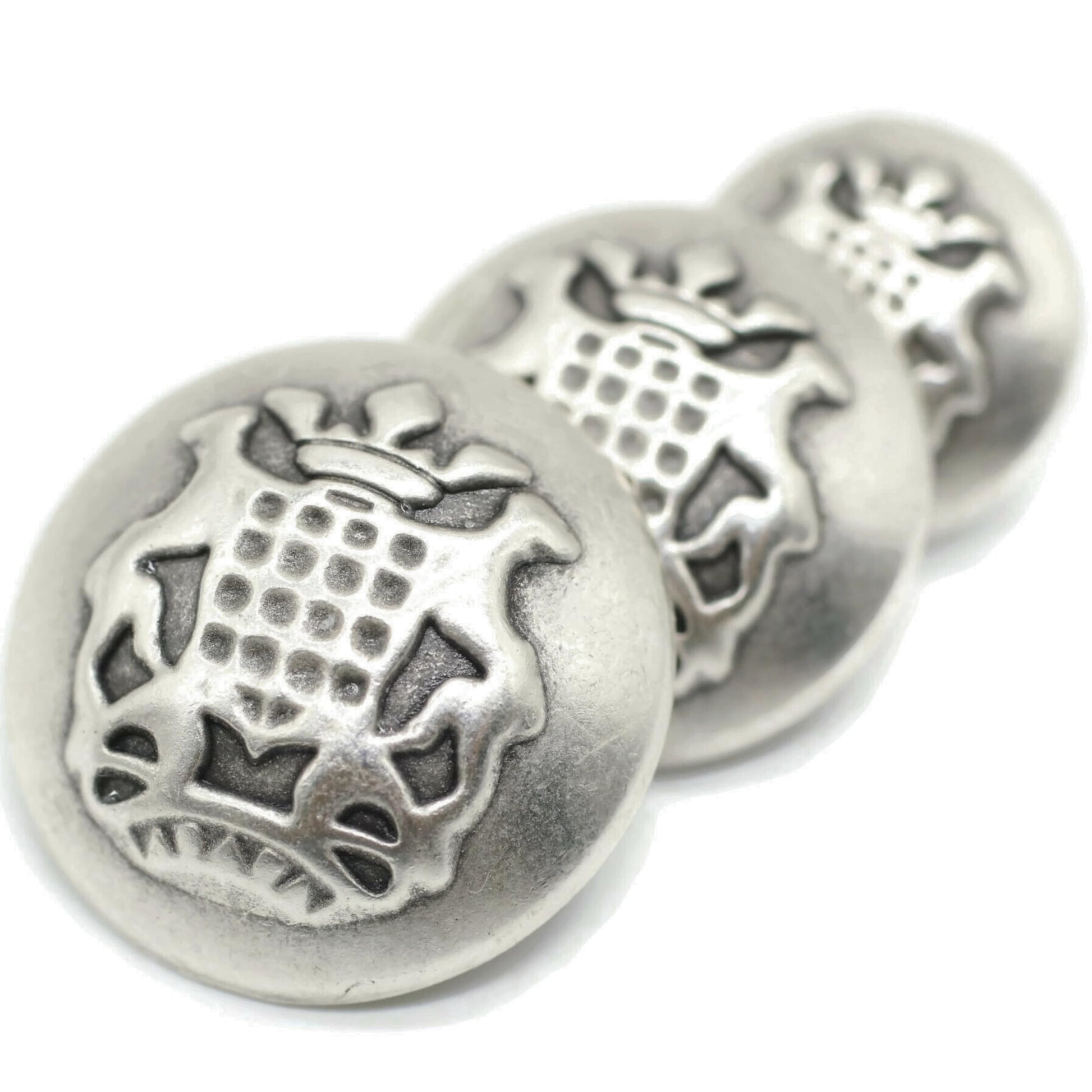 Silver Metal Shank Buttons - 12 Pcs - 3 Size Options - The Crown of Kingdom Round Metal Shank Buttons for Men Women Blazer Coat Uniform Shirt Suit and Jacket Sewing Craft DIY N8102